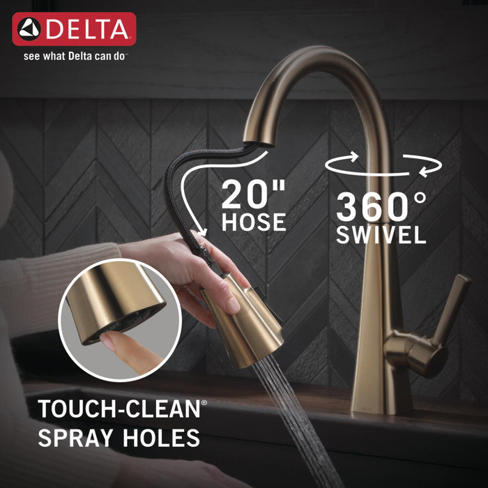 Delta Lenta Pull Down Sprayer Kitchen Sink Faucet, Single Handle